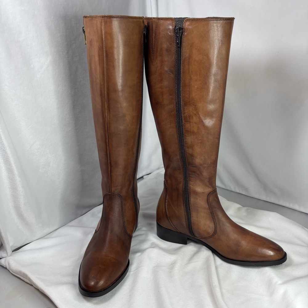 Garnet Hill Italian Leather Tall Rustic Congac Riding Boots - Women’s Size 7 EUC - Picture 2 of 12